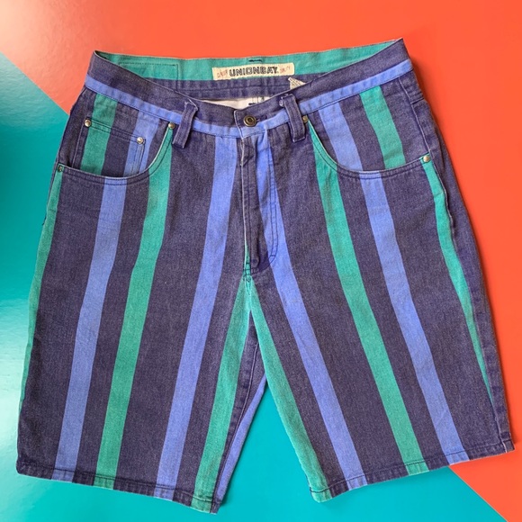 UNIONBAY Pants - Vintage Union Bay Striped Denim Shorts